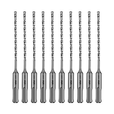 SALI 10PCS 5/32"*6" SDS Plus Broca de Martelo Rotativo Kit de Broca de Concreto Rosca Dupla Tipo Cruzada Material de Carboneto Adequado para Concreto, Tijolo, Paredes de Cimento, Pedra, Brocas de Martelo para Concreto